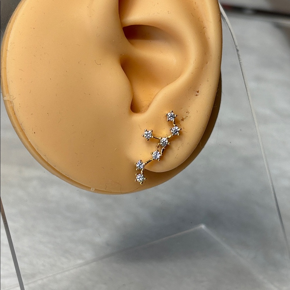 NEW Leo Constellation AAA CZ Earrings 18k Yellow Gold Filled